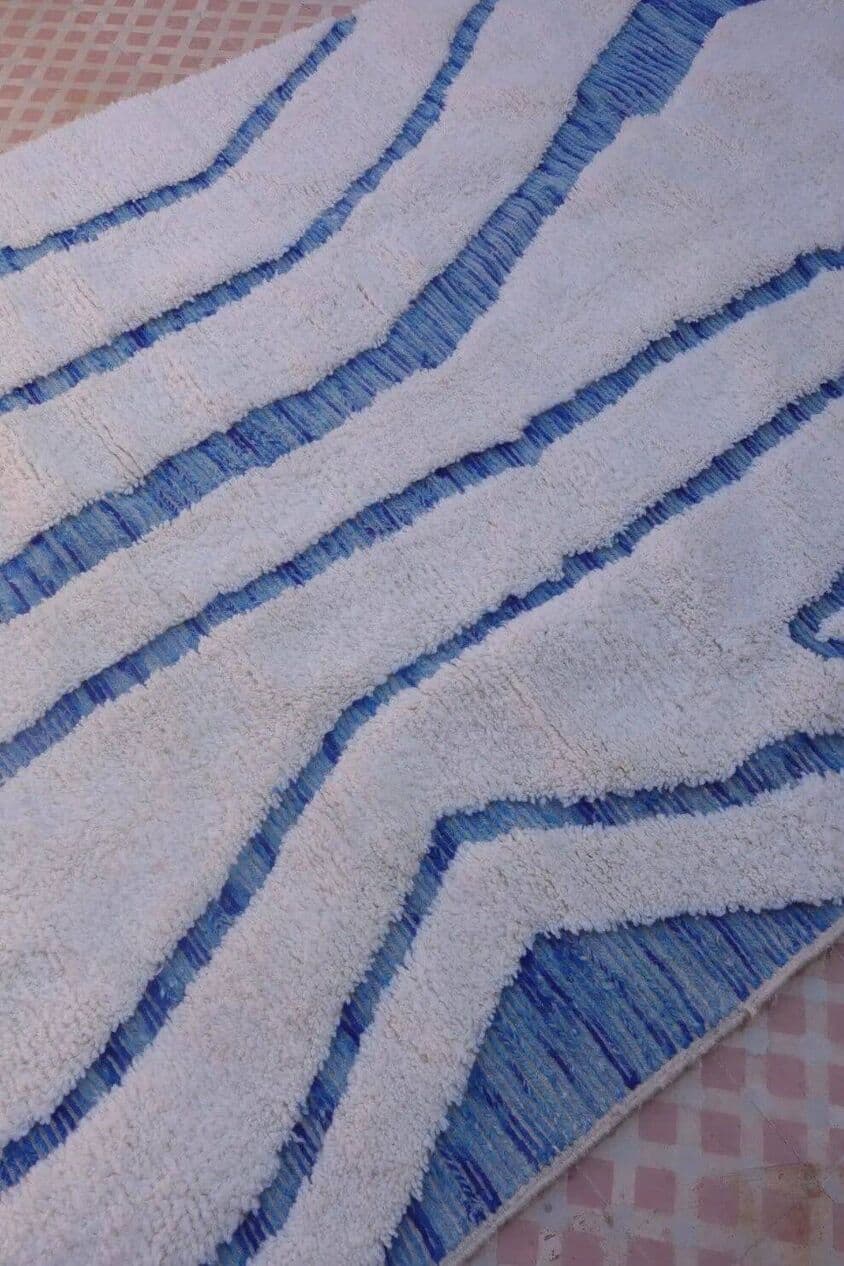 Dywan berberyjski ręcznie tkany wełna 300x200 cm niebieski, Maroko - 209855