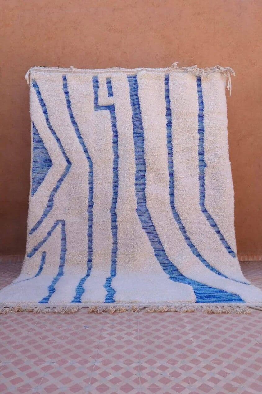 Dywan berberyjski ręcznie tkany wełna 300x200 cm niebieski, Maroko - 209850