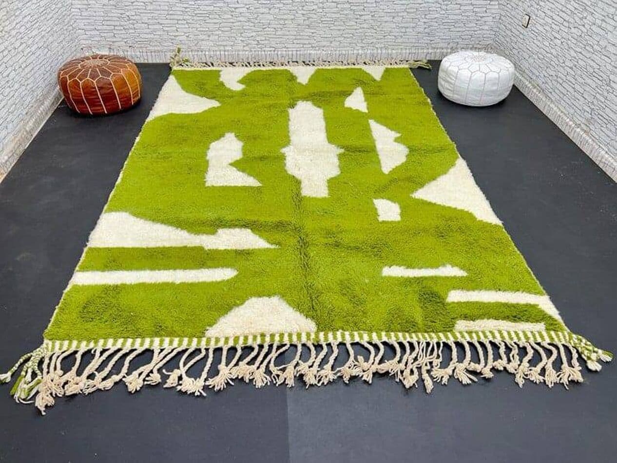 Ręcznie tkany dywan 200x300 cm, wełna, zielony, Maroko - 209826