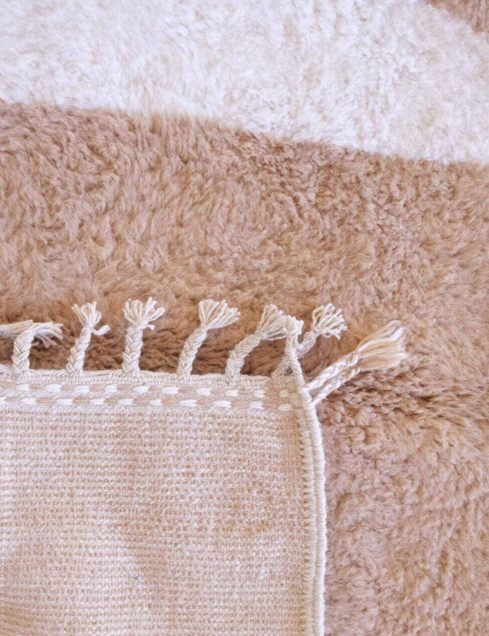 Dywan berberyjski ręcznie tkany wełna 250x150 cm beżowy, Maroko - 209796