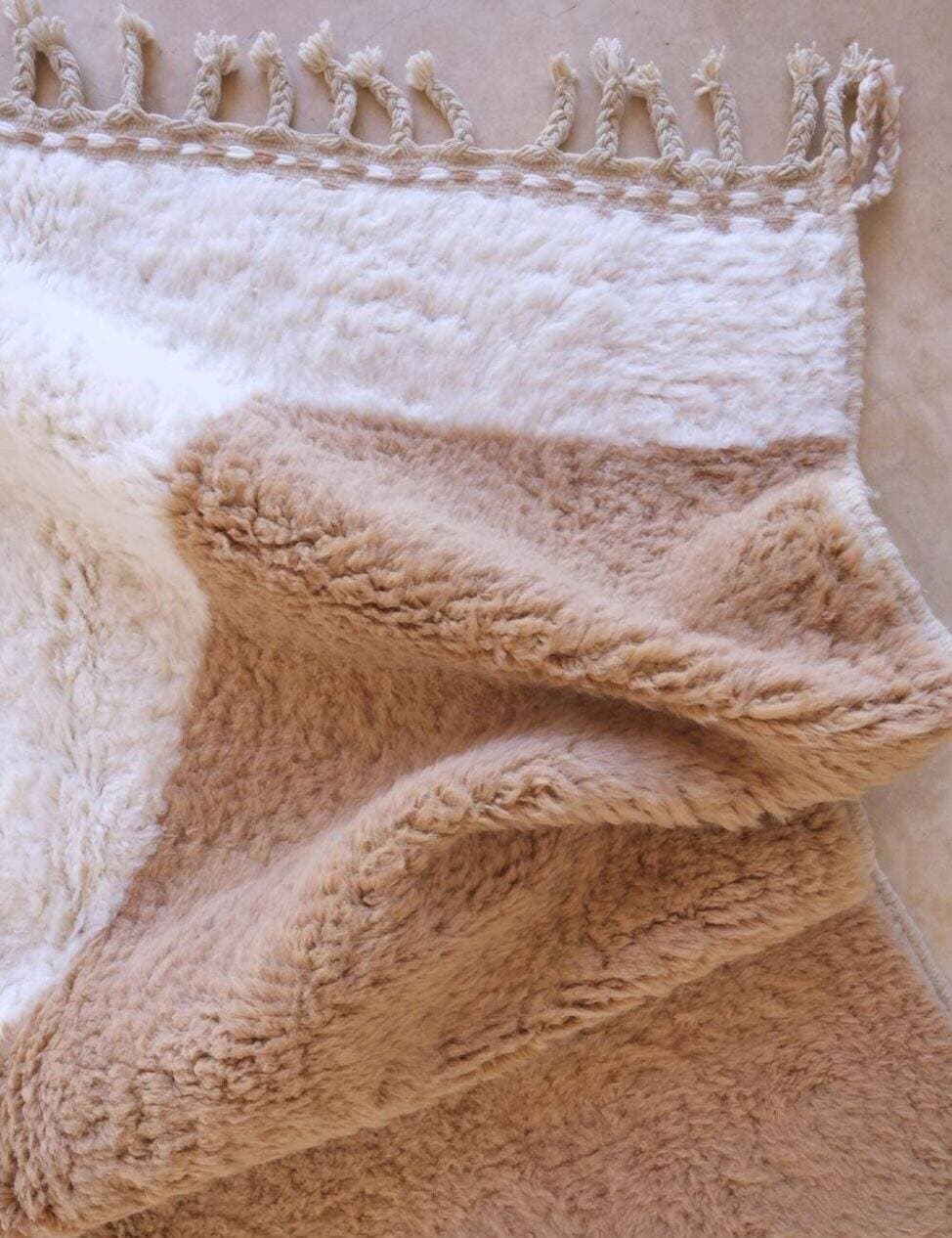 Dywan berberyjski ręcznie tkany wełna 250x150 cm beżowy, Maroko - 209797