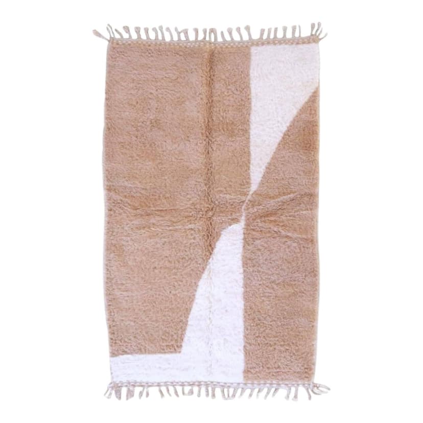 Dywan berberyjski ręcznie tkany wełna 250x150 cm beżowy, Maroko