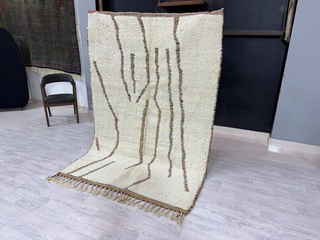 Ręcznie tkany dywan 150x250 cm, wełna, biały, Maroko - 209787