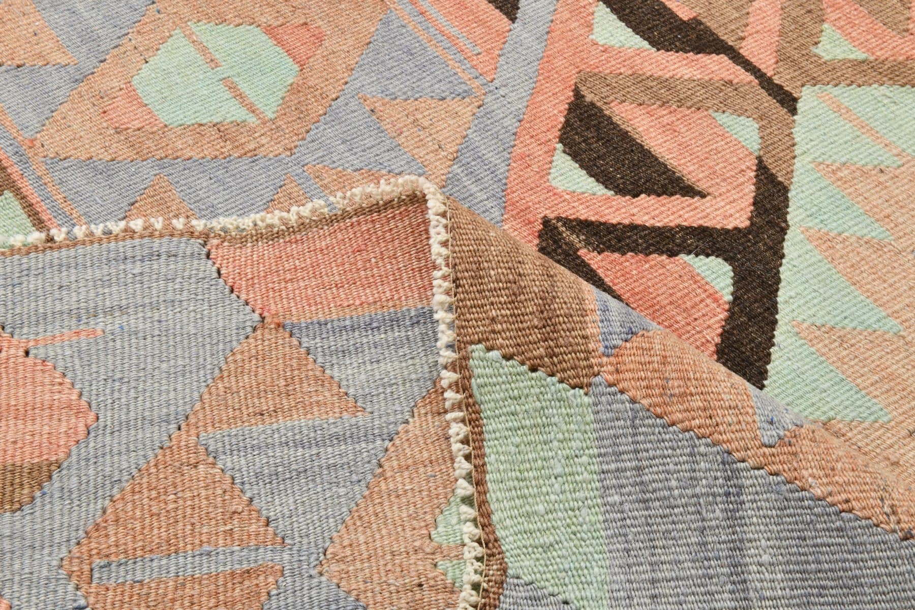 Kilim 168x313 cm, lavender, brown, wool, Turkey, 1970s. - 210207