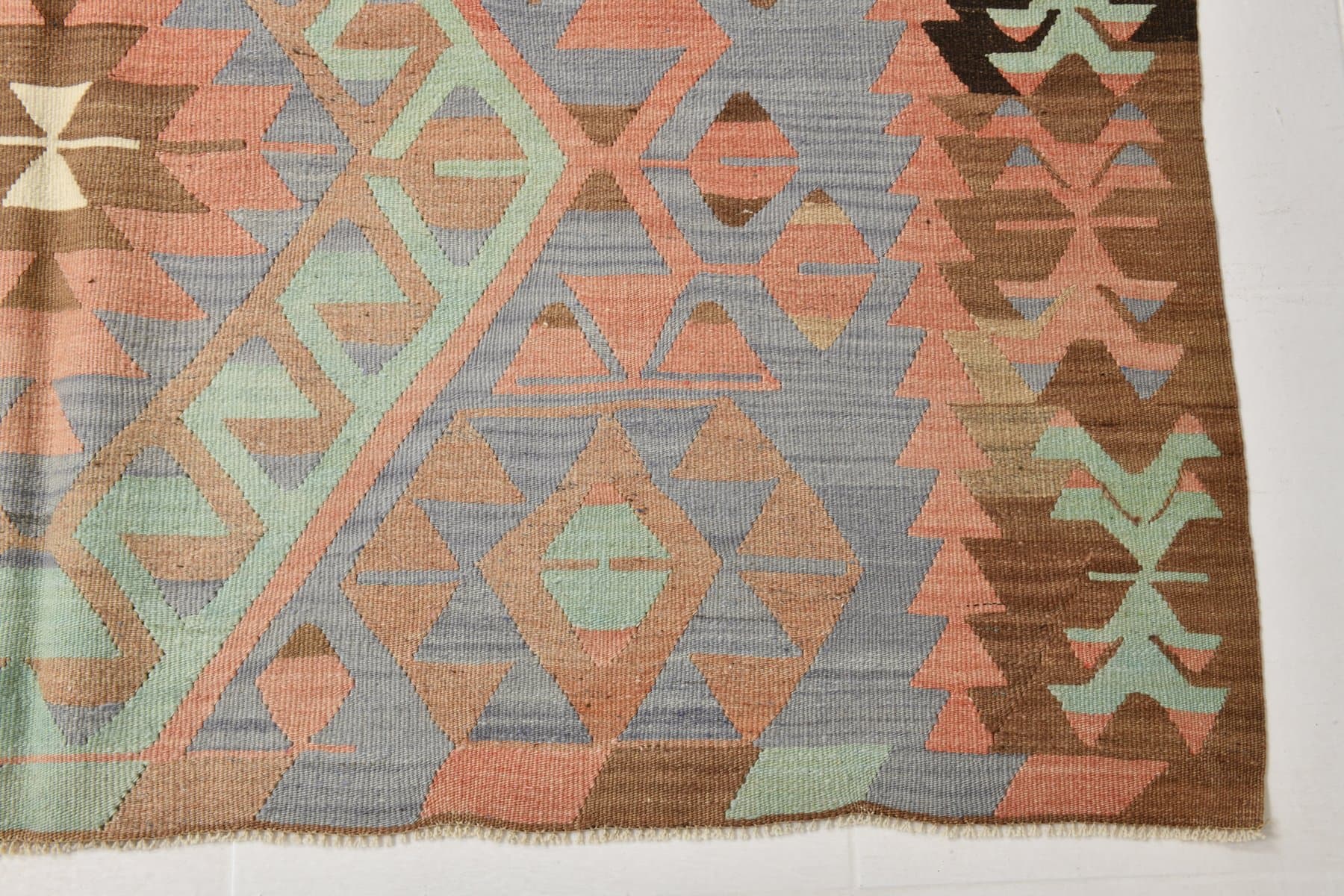 Kilim 168x313 cm, lavender, brown, wool, Turkey, 1970s. - 210206