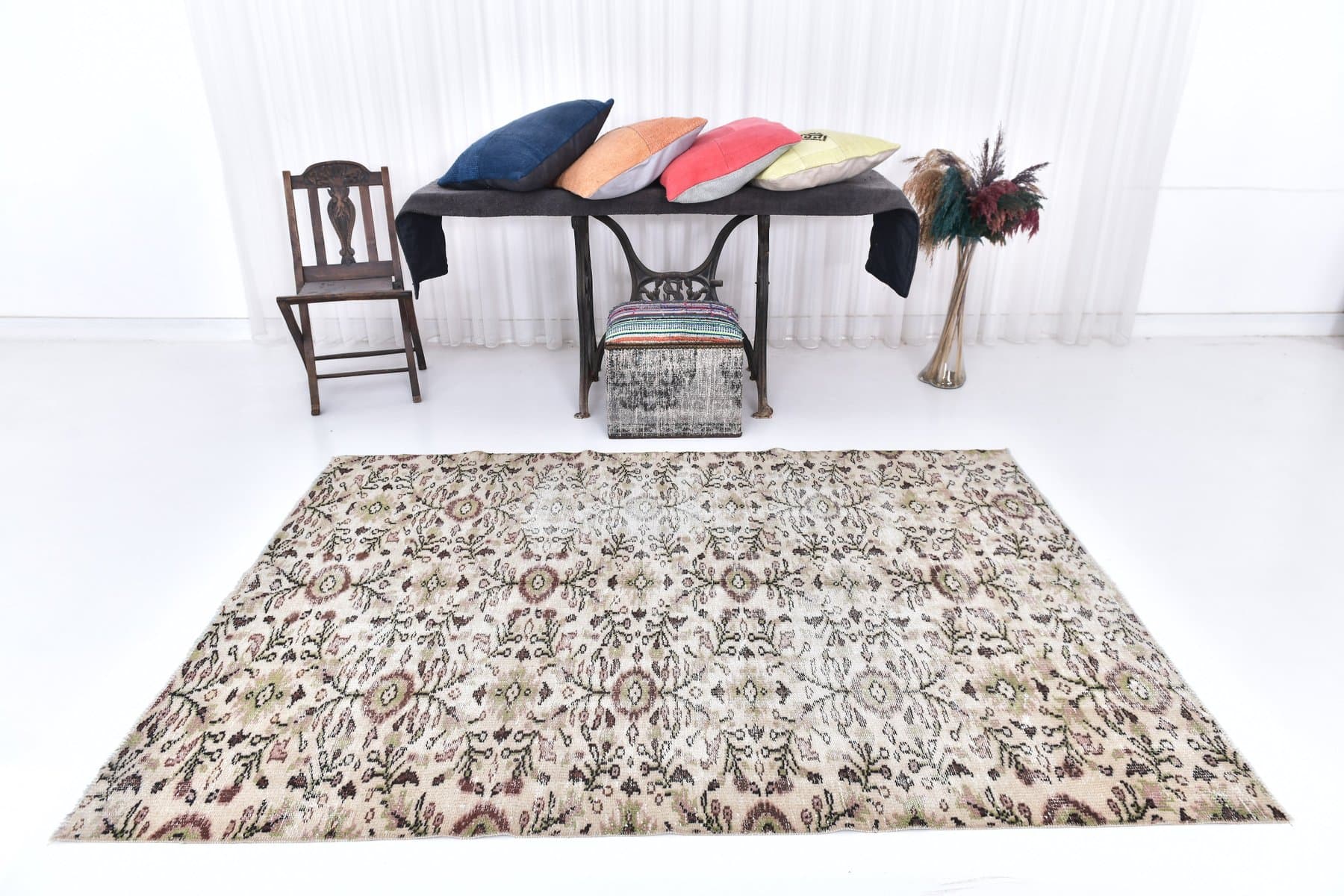 Dywan 227x155 cm, beżowy, wełna, Turcja, lata 70. - 210191