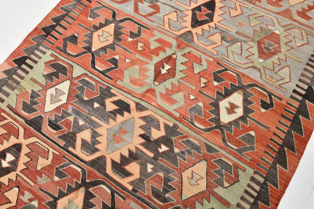 Kilim 292x160 cm, Red, Brown, Wool, 1970s - 210182