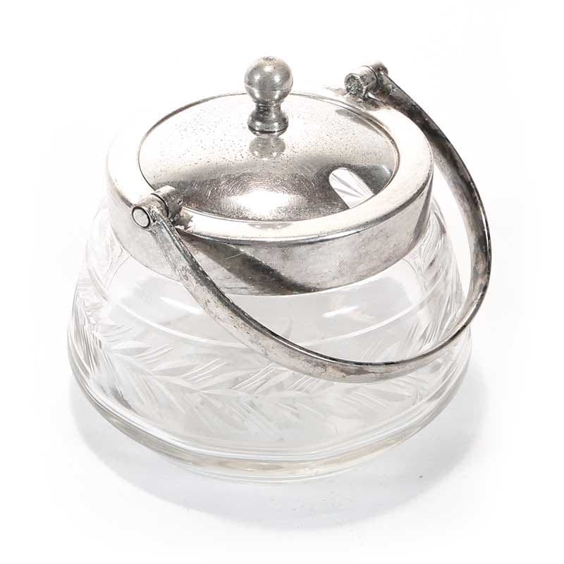 Sugar Bowl Art Deco, Transparent Glass, Sweden, 1930s - 210219