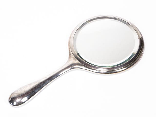 Hand Mirror Art Deco, silver glass, Sweden, 1920s. - DIMENSION