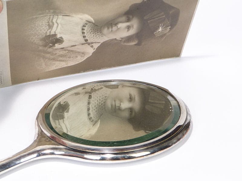 Hand Mirror Art Deco, silver glass, Sweden, 1920s. - 210225