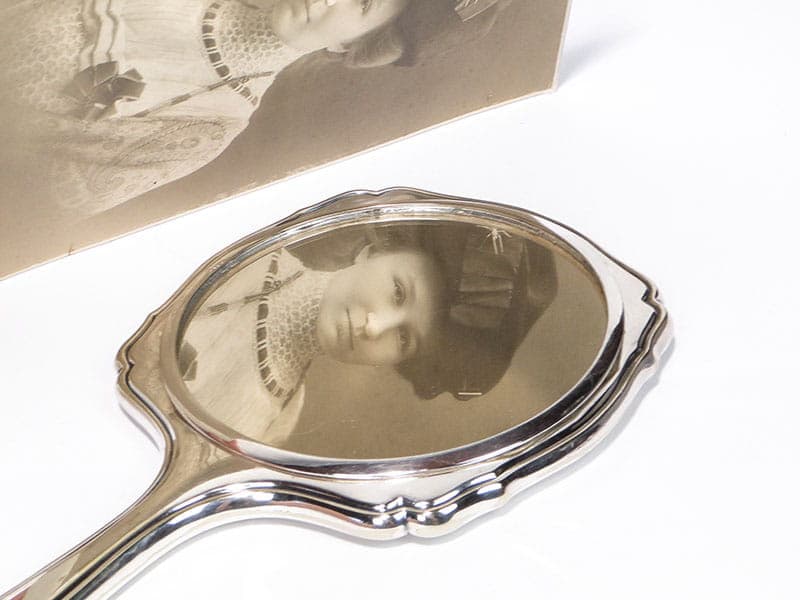 Hand Mirror Art Deco, silver glass, Denmark, 1930s. - 210231