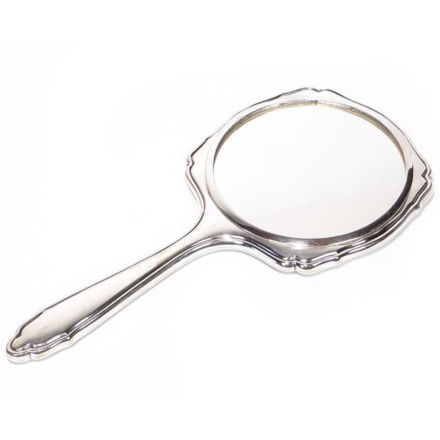 Hand Mirror Art Deco, silver glass, Denmark, 1930s. - DIMENSION