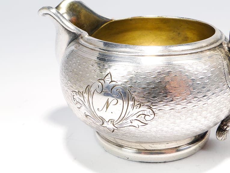 Mlecznik giloszowany, srebrny, mosiądz, Norblin & Ska., Polska, XIX w. - 210293
