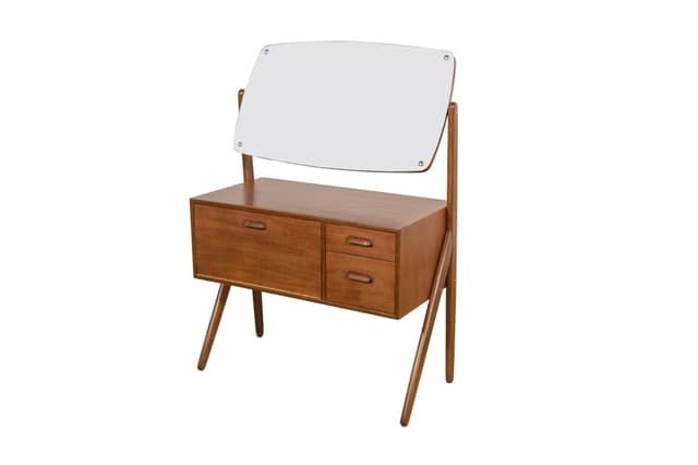 Toaletka, drewno tekowe brązowy, Ølholm Møbelfabrik, Dania, lata 60. - WYMIARY