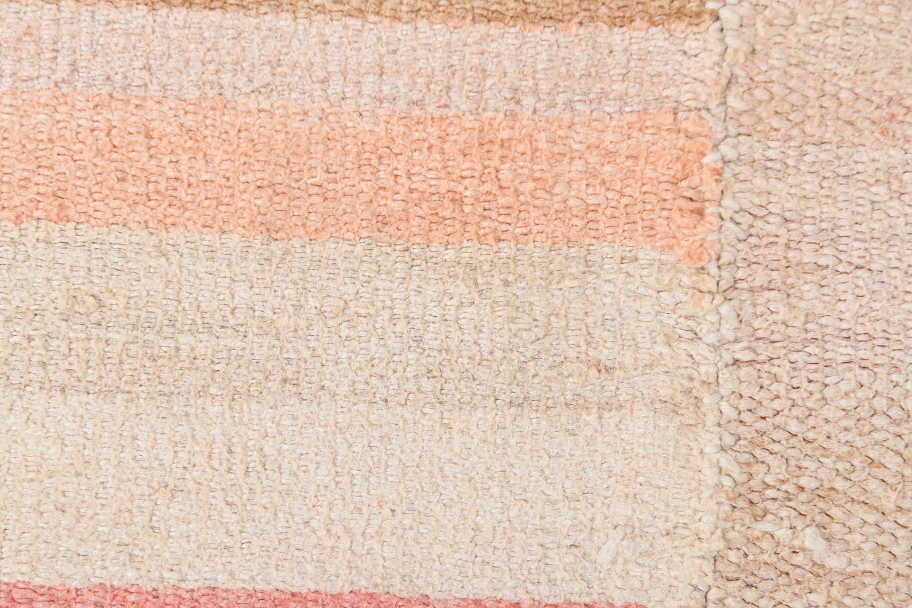 Kilim 391x308 cm, beżowy, różowy, konopie, lata 70. - 210394