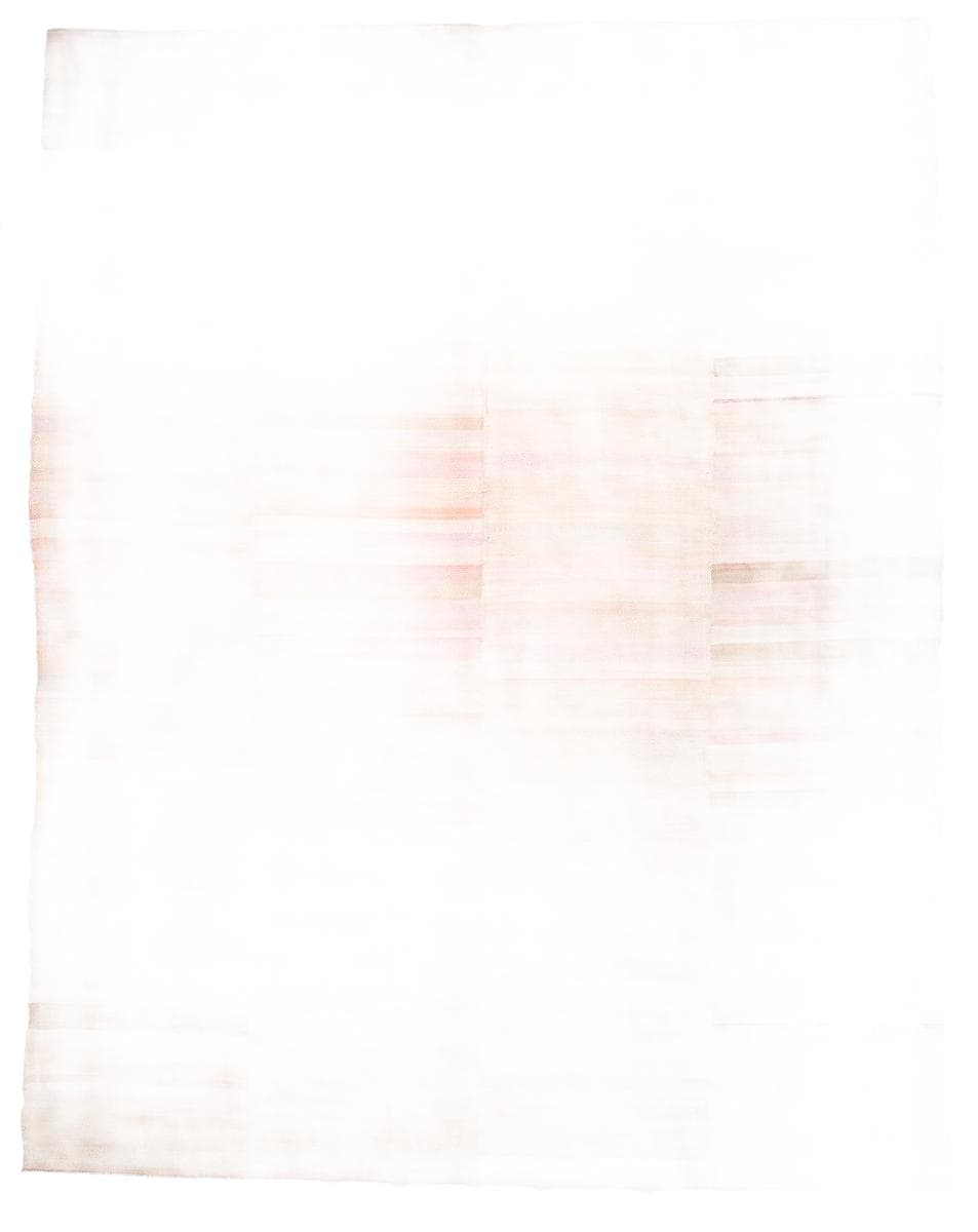 Kilim 391x308 cm, beżowy, różowy, konopie, lata 70. - 211388