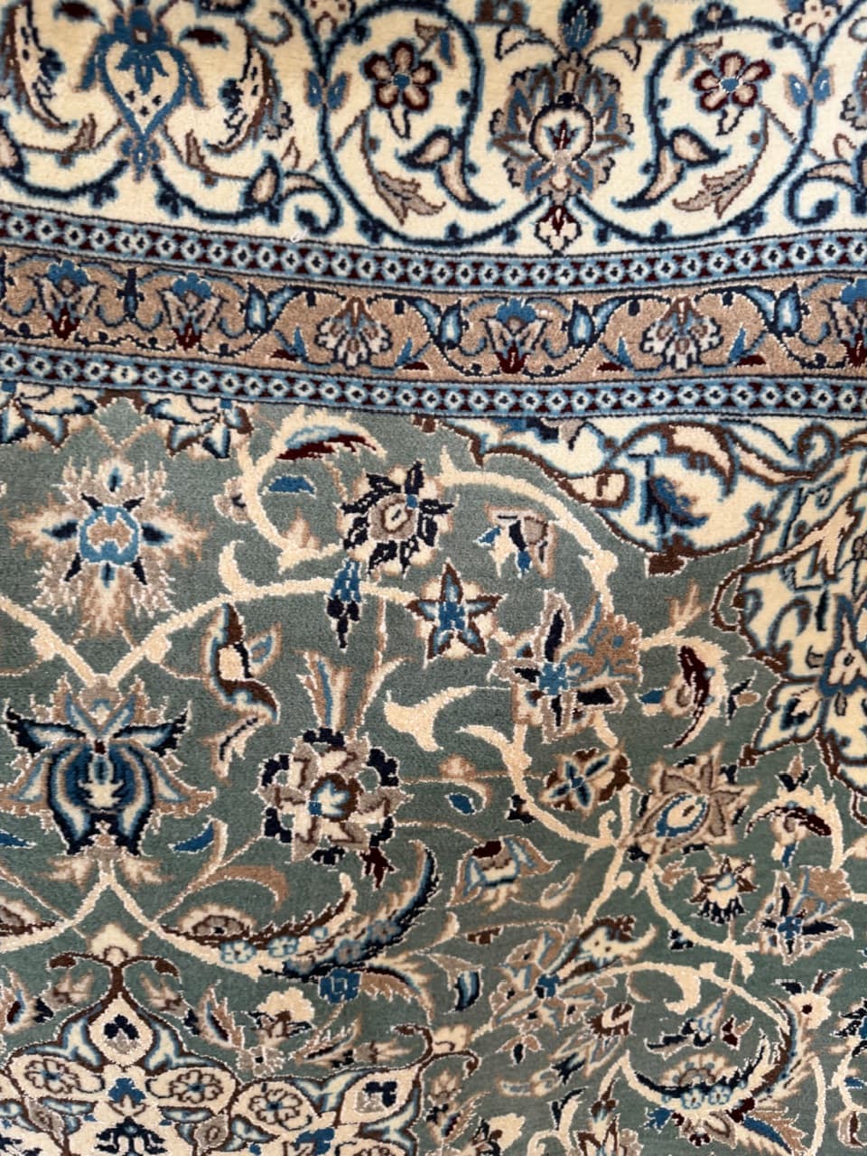 Dywan Nain 200x200 cm, niebieski, wełna jedwab, Iran - 210419