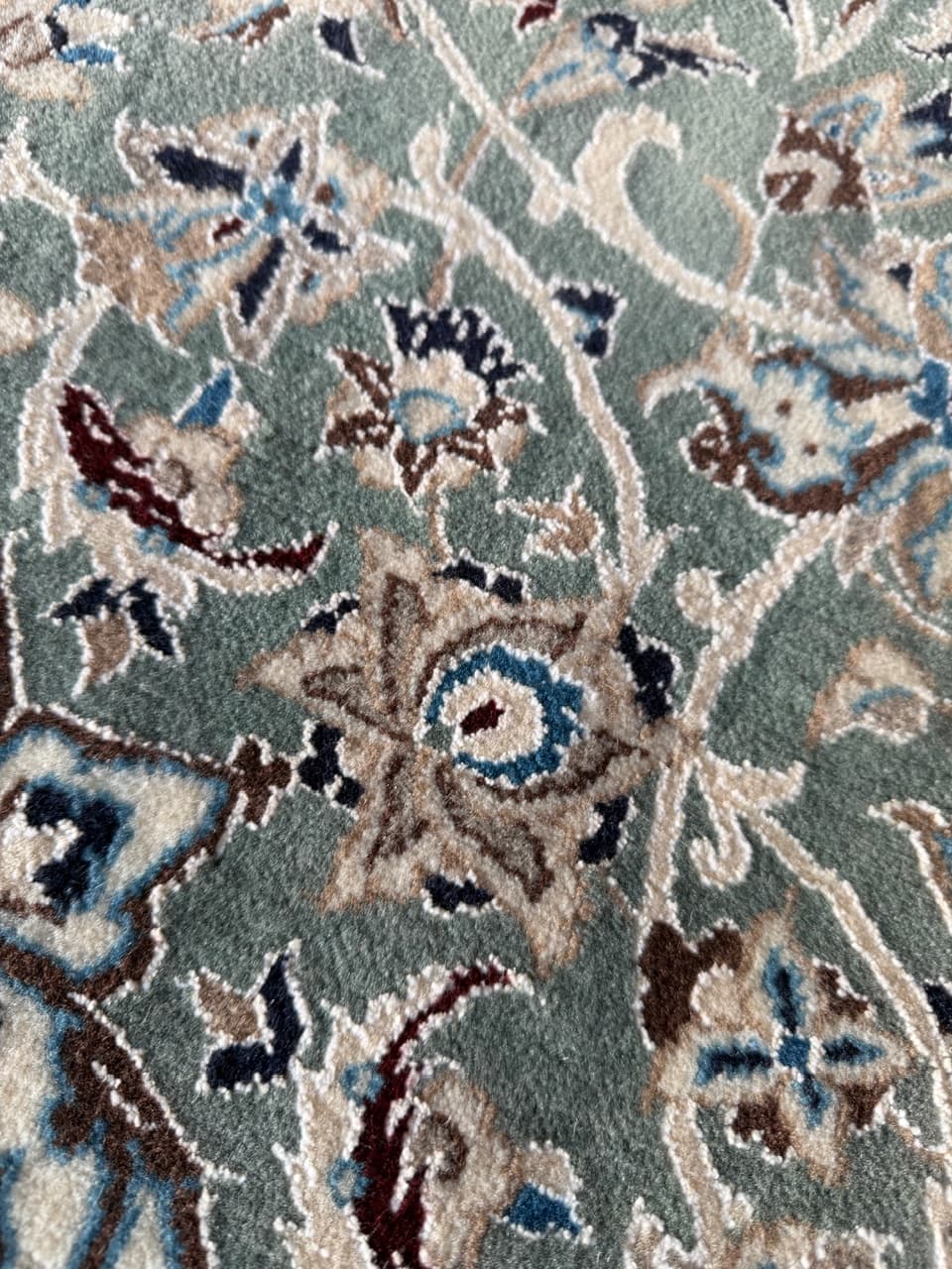 Dywan Nain 200x200 cm, niebieski, wełna jedwab, Iran - 210408