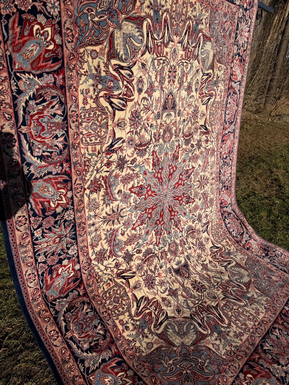 Dywan Isfahan 300x200 cm, beżowy, wełna z jedwabiem, Iran - 210442