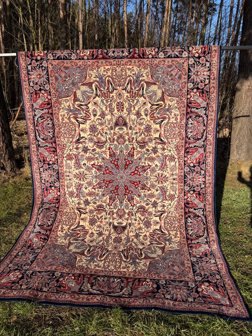 Dywan Isfahan 300x200 cm, beżowy, wełna z jedwabiem, Iran - 210432