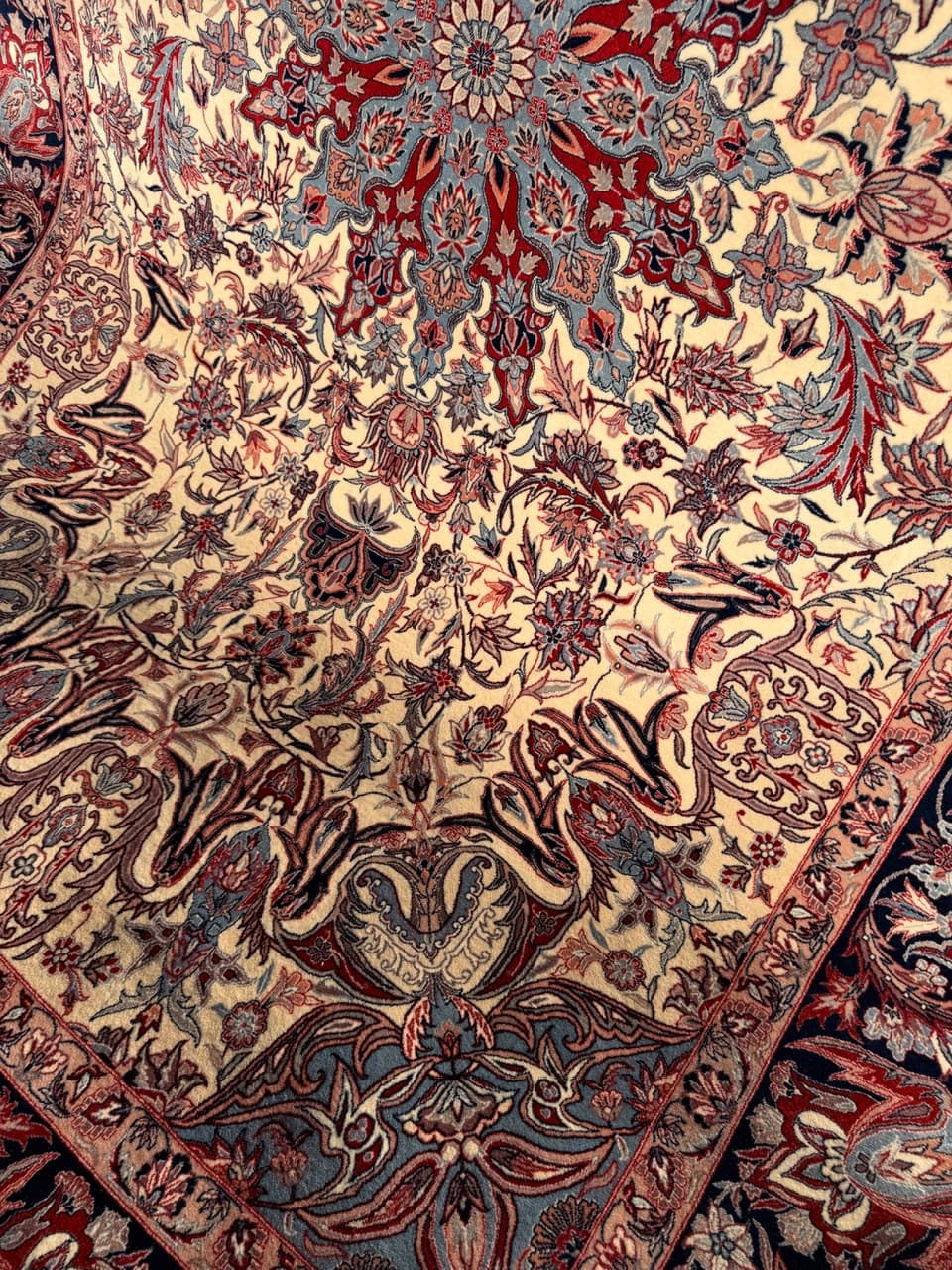 Dywan Isfahan 300x200 cm, beżowy, wełna z jedwabiem, Iran - 210437