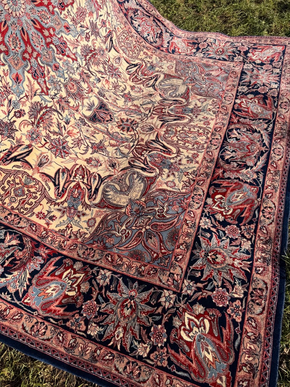 Dywan Isfahan 300x200 cm, beżowy, wełna z jedwabiem, Iran - 210443