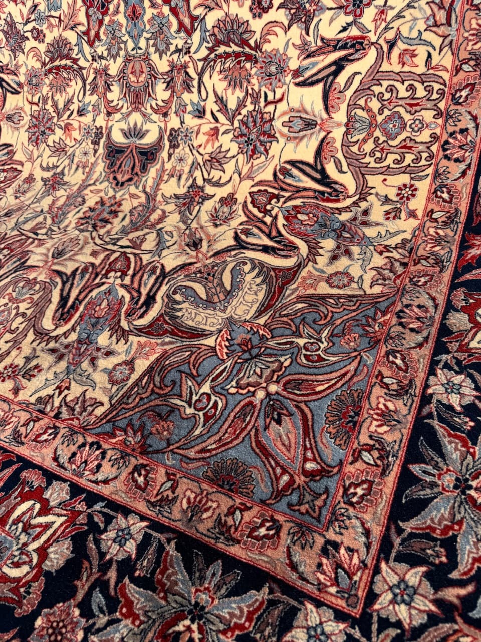Dywan Isfahan 300x200 cm, beżowy, wełna z jedwabiem, Iran - 210434