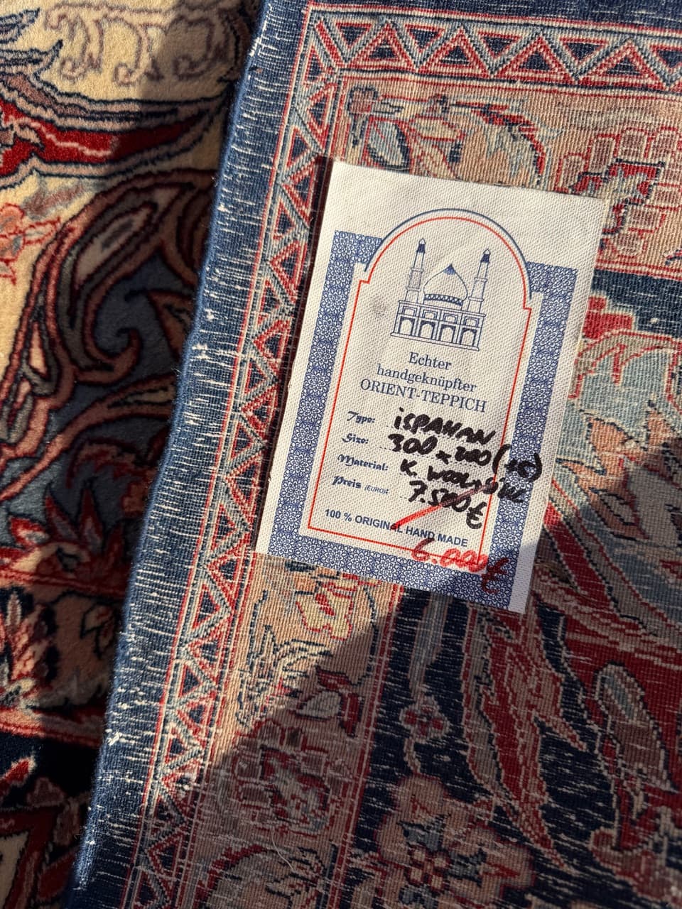 Dywan Isfahan 300x200 cm, beżowy, wełna z jedwabiem, Iran - 210439