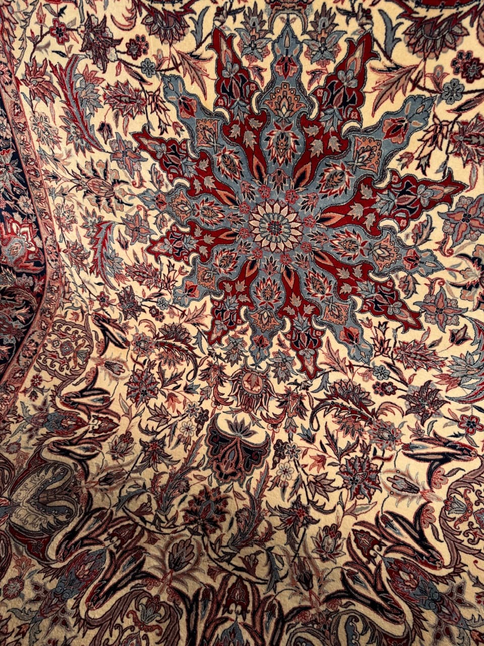 Dywan Isfahan 300x200 cm, beżowy, wełna z jedwabiem, Iran - 210436
