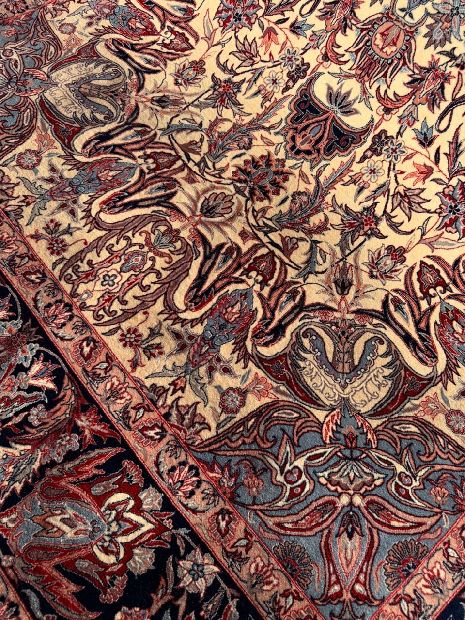 Dywan Isfahan 300x200 cm, beżowy, wełna z jedwabiem, Iran - 210438