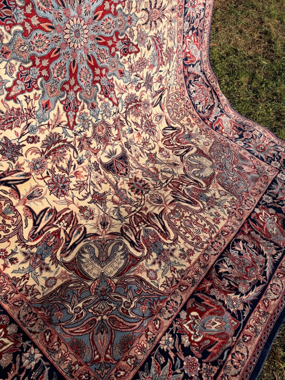 Dywan Isfahan 300x200 cm, beżowy, wełna z jedwabiem, Iran - 210445