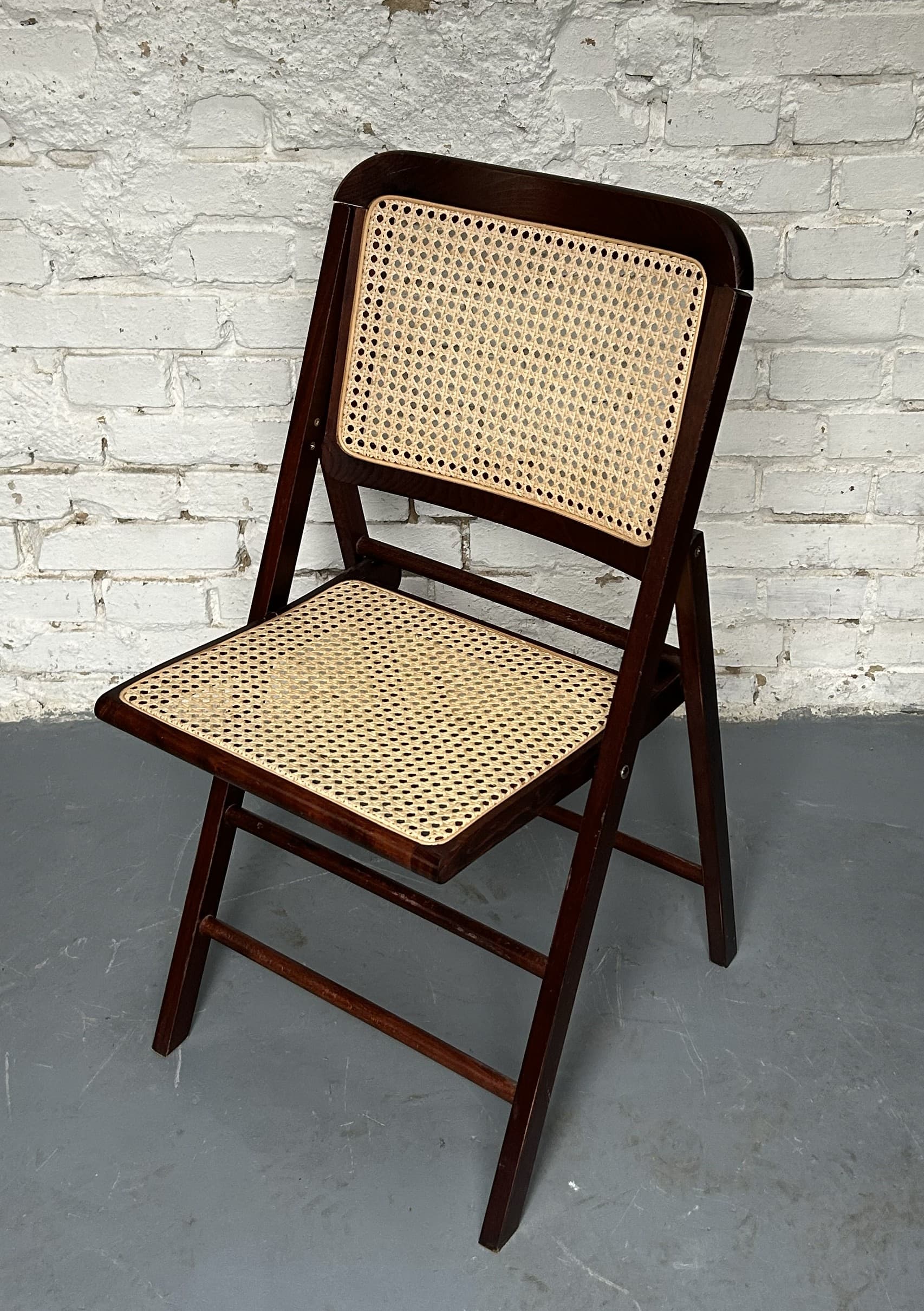 Krzesło składane, brązowy, rattan, lata 70. - 210473