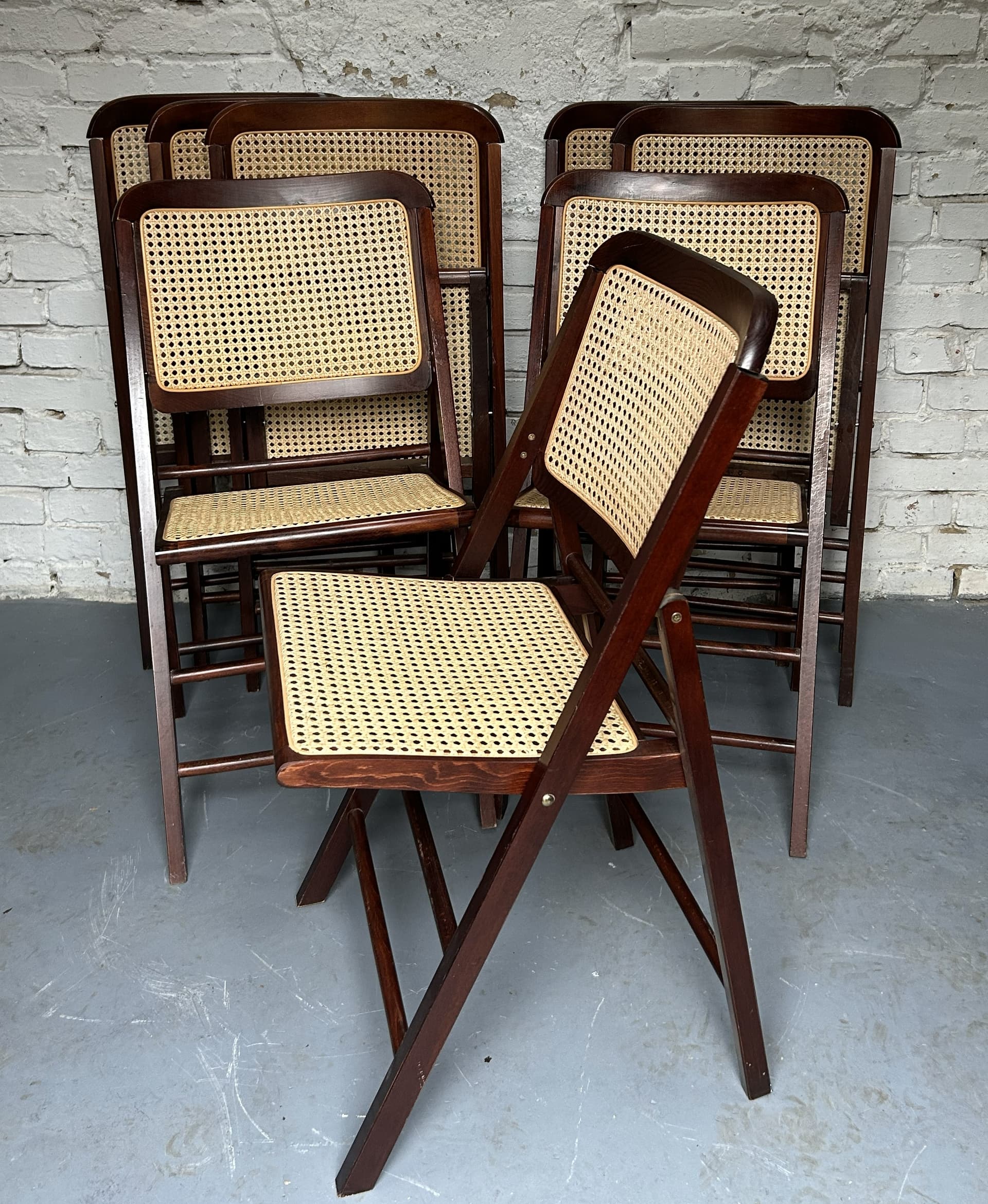 Krzesło składane, brązowy, rattan, lata 70. - 210481