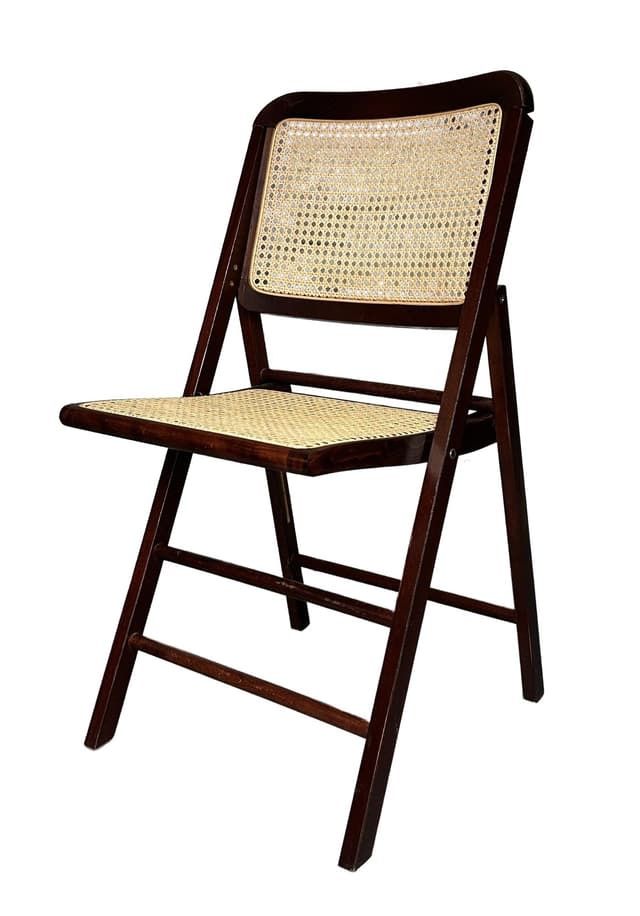 Krzesło składane, brązowy, rattan, lata 70. - WYMIARY