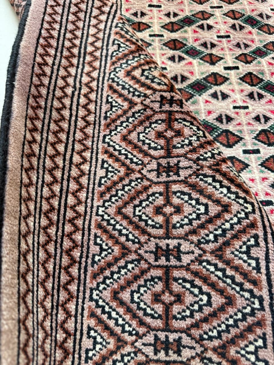 Dywan Buchara, art déco, beżowy, wełna kaszmirowa, Pakistan - 210624