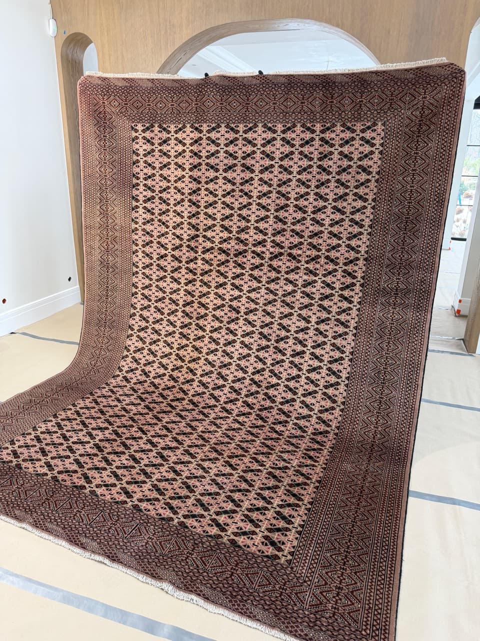 Dywan Buchara, art déco, beżowy, wełna kaszmirowa, Pakistan - 210631