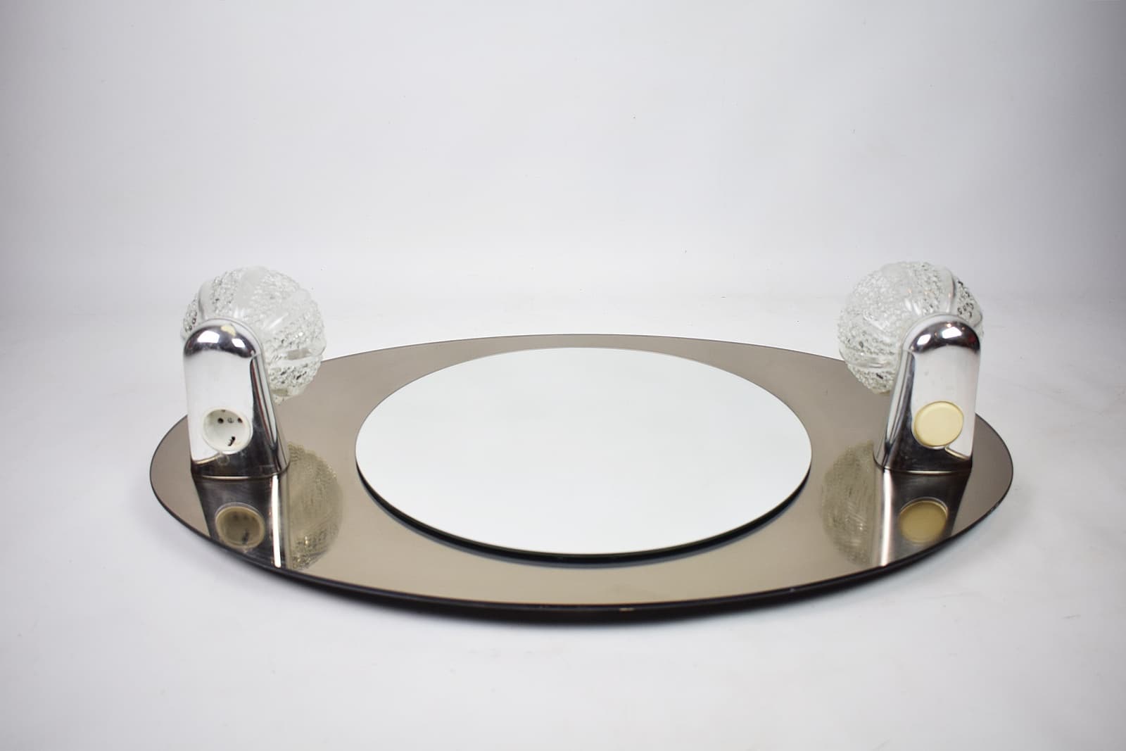 Wall Mirror Space Age, grey glass, chrome, Germany, 1970s. - 210652