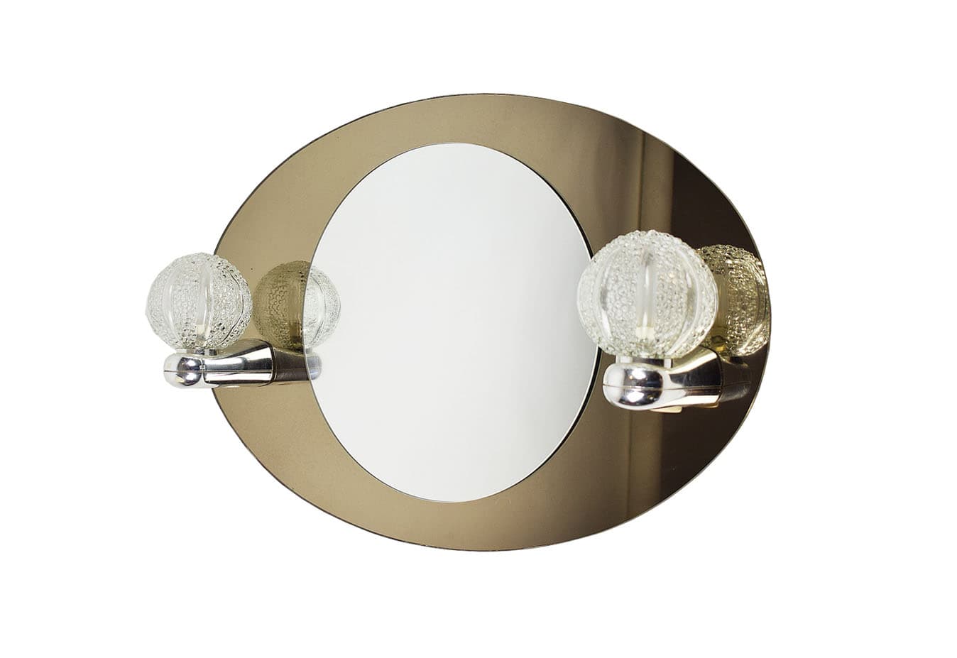 Wall Mirror Space Age, grey glass, chrome, Germany, 1970s.