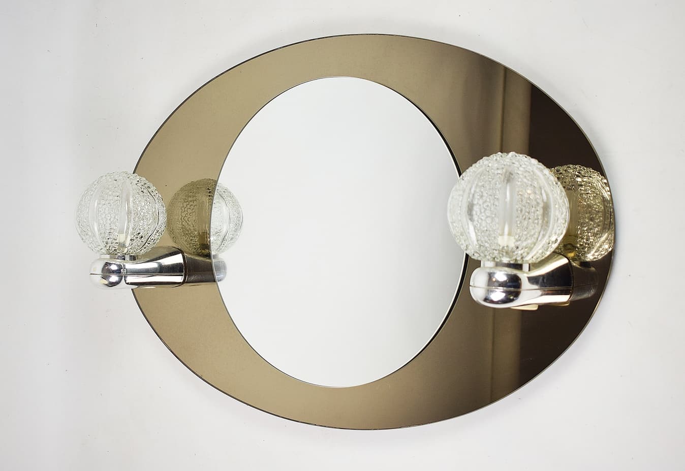 Wall Mirror Space Age, grey glass, chrome, Germany, 1970s. - 210654