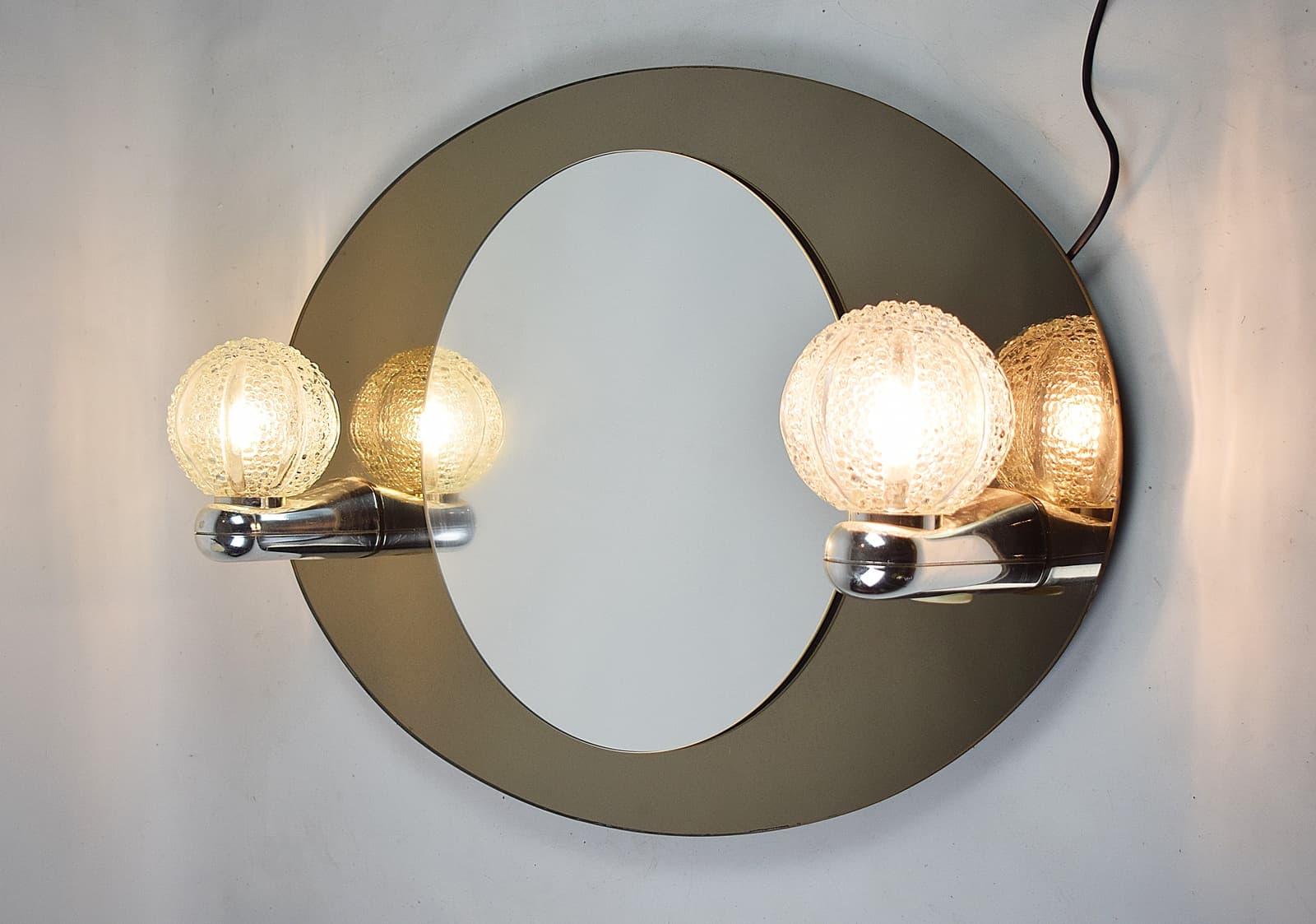 Wall Mirror Space Age, grey glass, chrome, Germany, 1970s. - 210655