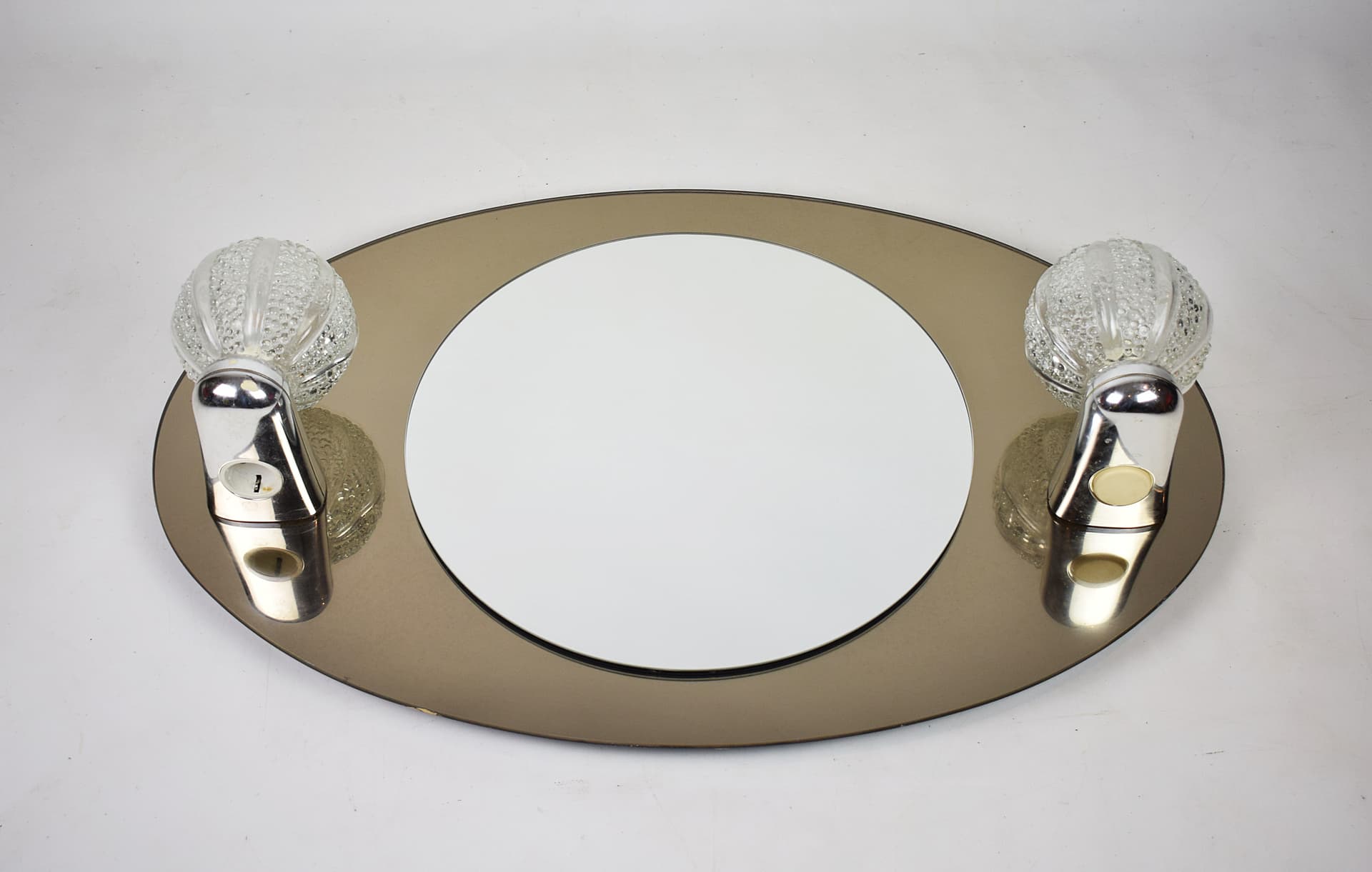 Wall Mirror Space Age, grey glass, chrome, Germany, 1970s. - 210656