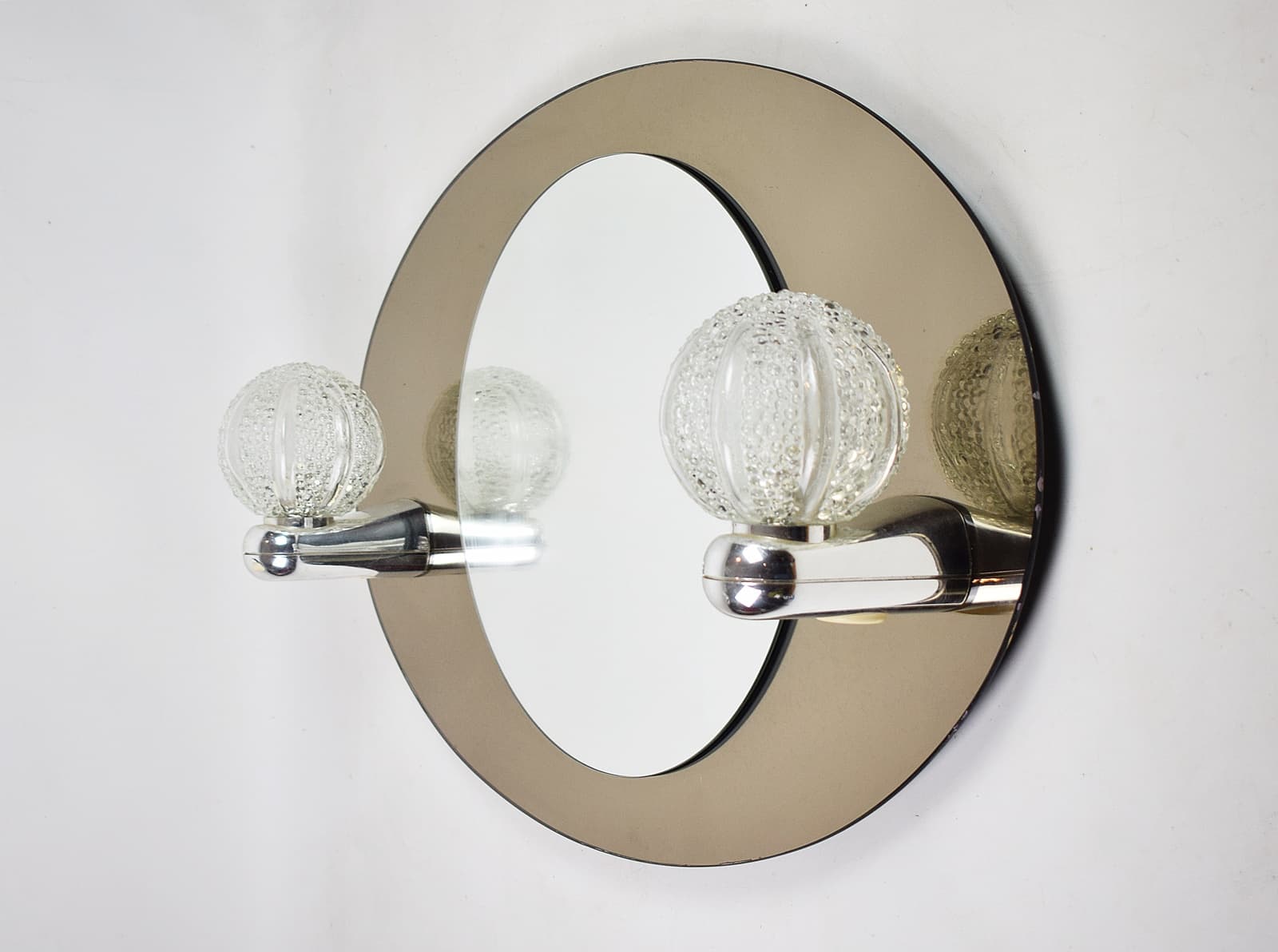 Wall Mirror Space Age, grey glass, chrome, Germany, 1970s. - 210653