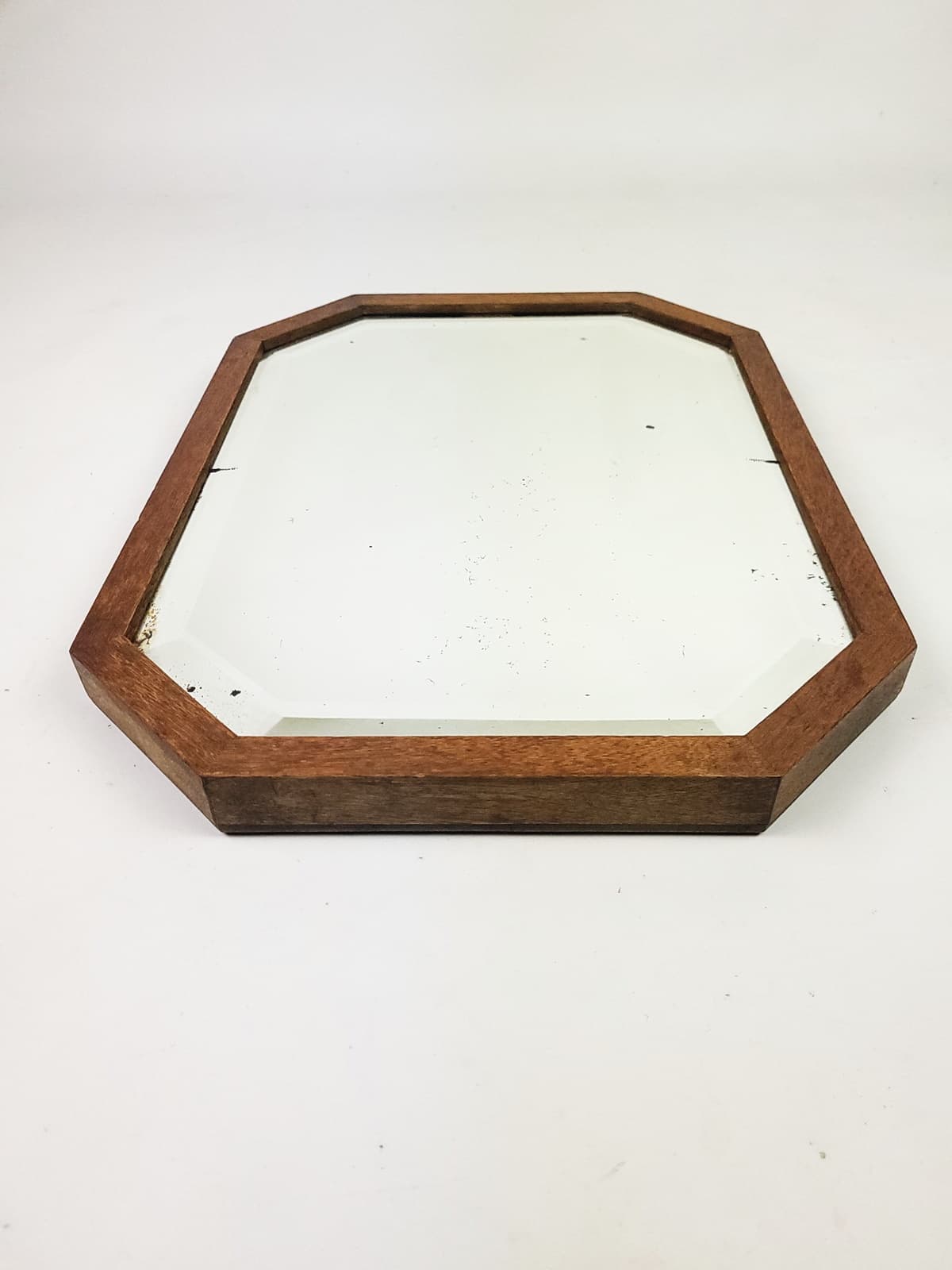 Dressing Table Mirror, brown wood glass, 1950s - 210712