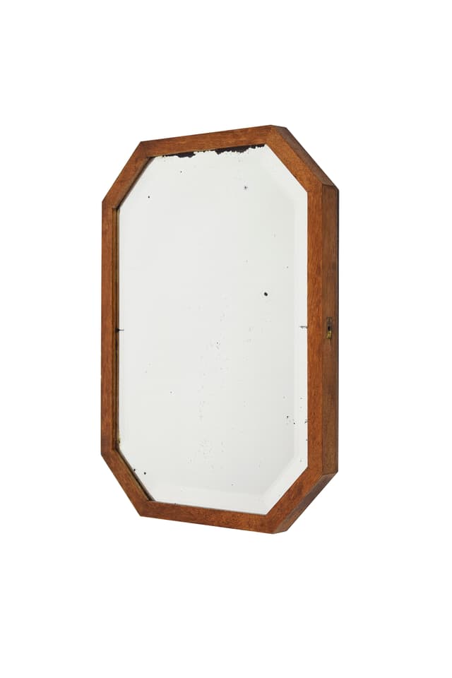 Dressing Table Mirror, brown wood glass, 1950s - DIMENSION