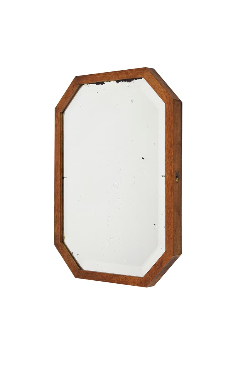 Dressing Table Mirror, brown wood glass, 1950s