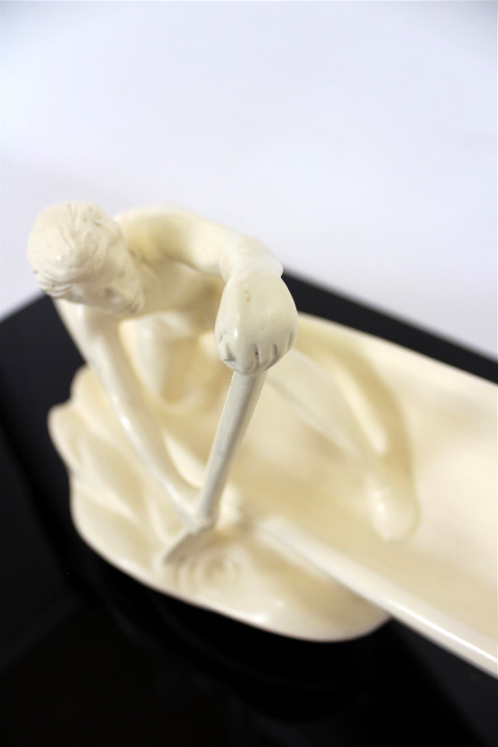 Figurka wioślarza, kość słoniowa, ceramika, Jihokera Bechyně, Czechy, lata 50. - 210742