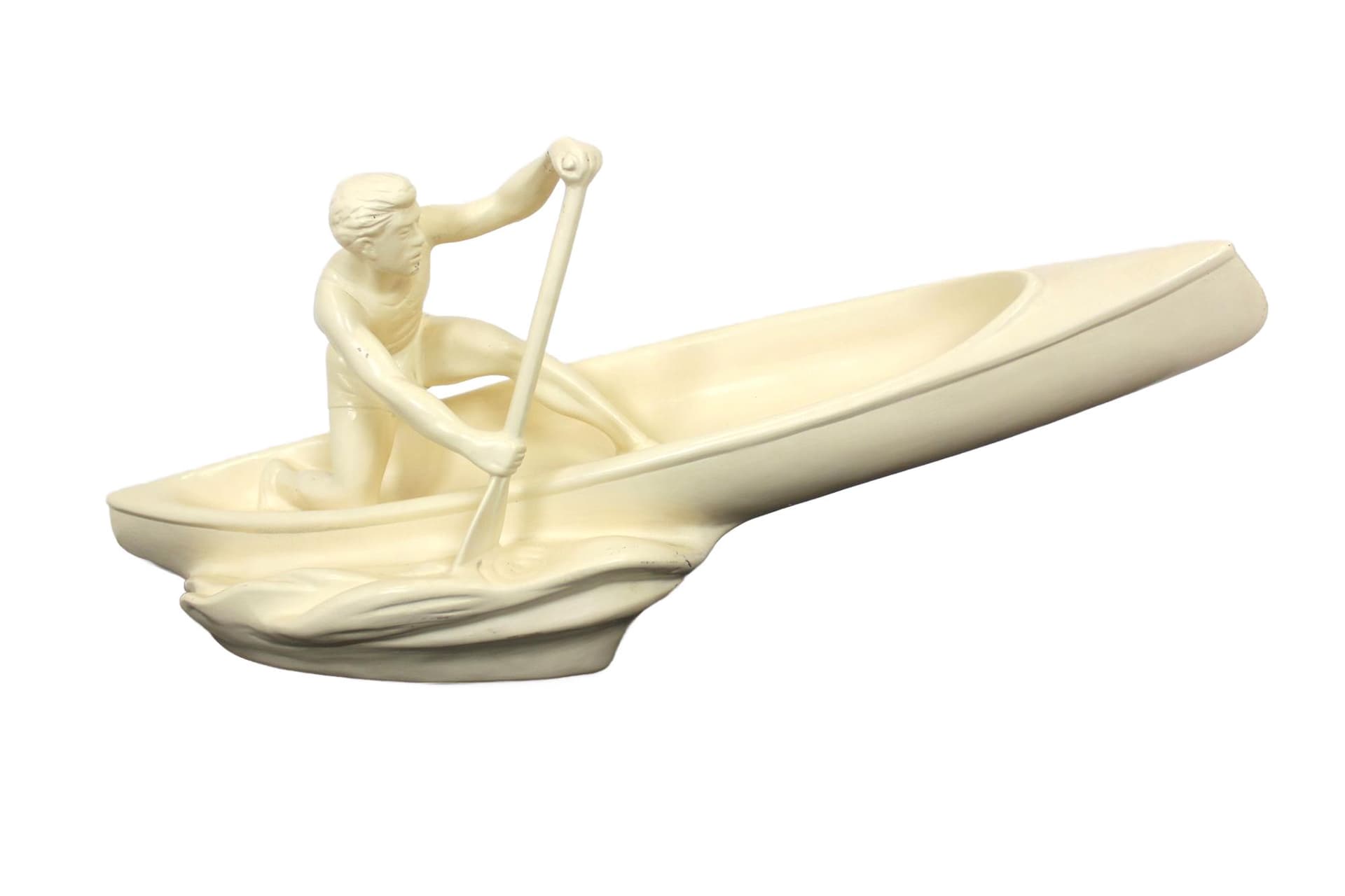 Figurka wioślarza, kość słoniowa, ceramika, Jihokera Bechyně, Czechy, lata 50.