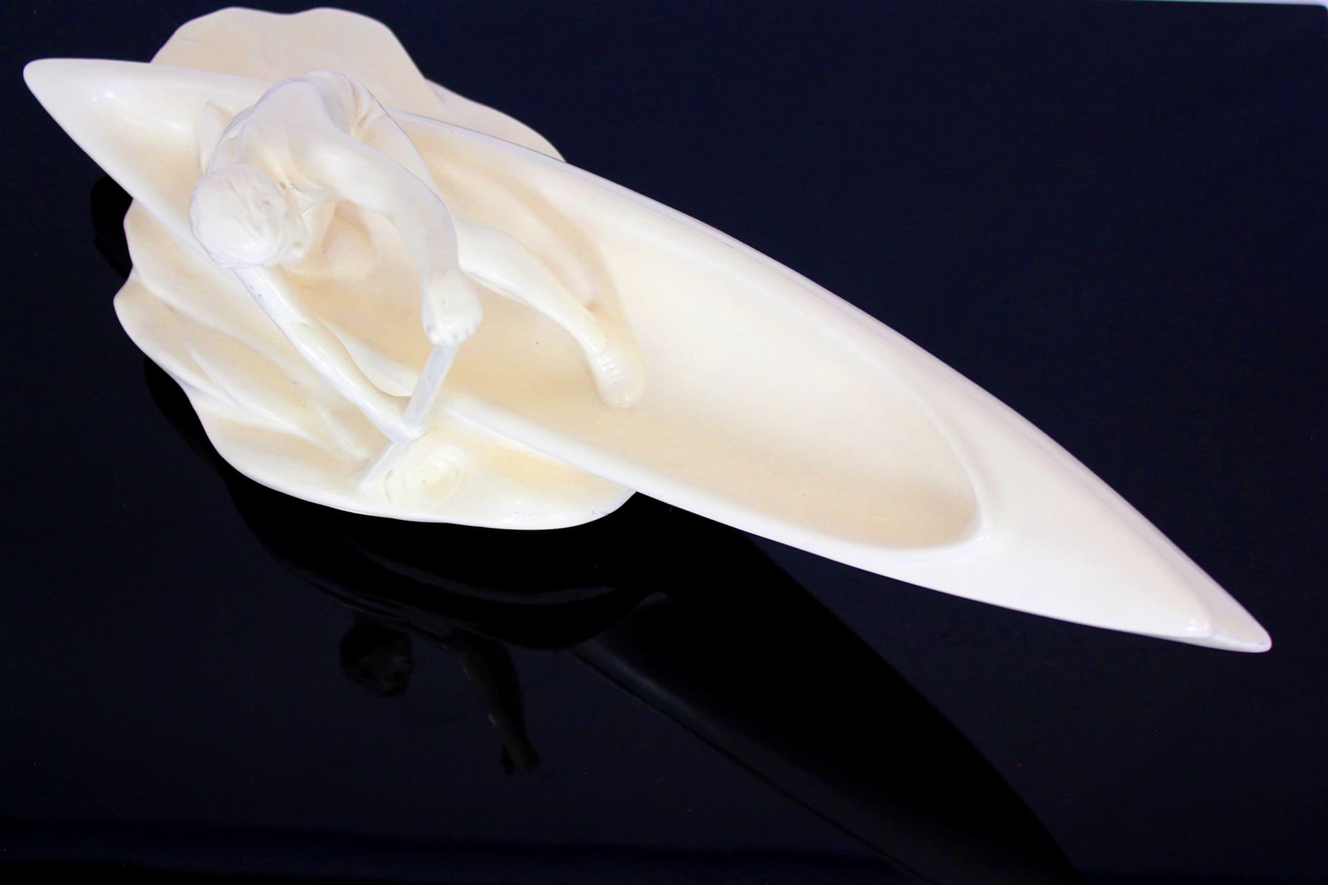 Figurka wioślarza, kość słoniowa, ceramika, Jihokera Bechyně, Czechy, lata 50. - 210747