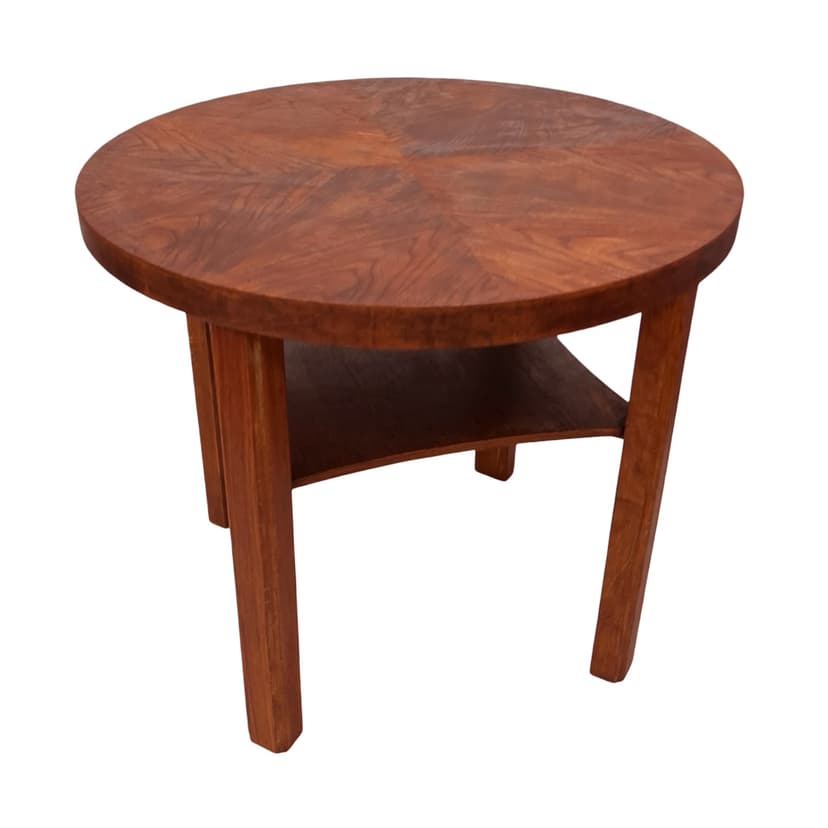 Coffee table round, brown wood, Germany, 1960s.