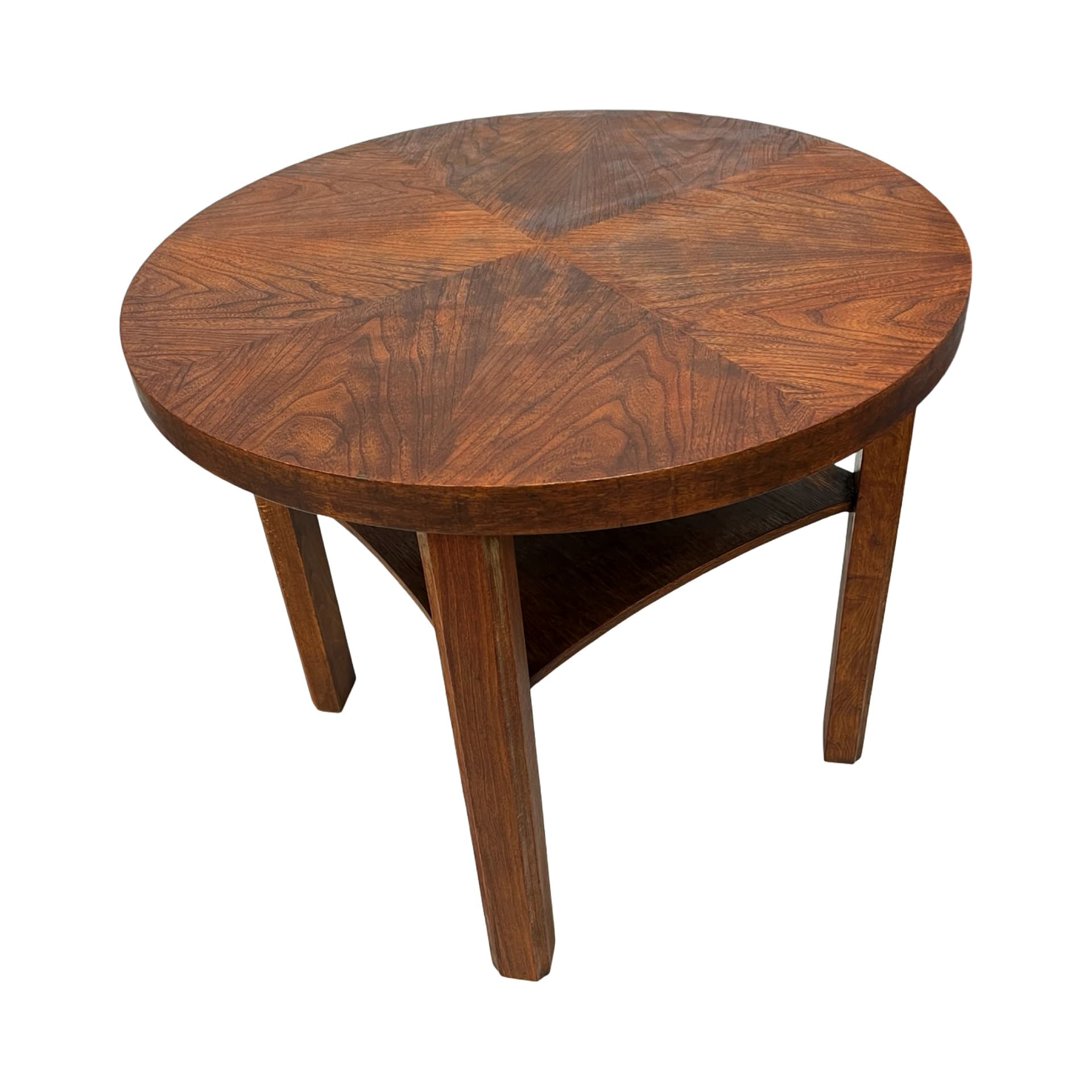 Stolik kawowy okrągły, brązowy, drewno, Niemcy, lata 60. - 210848
